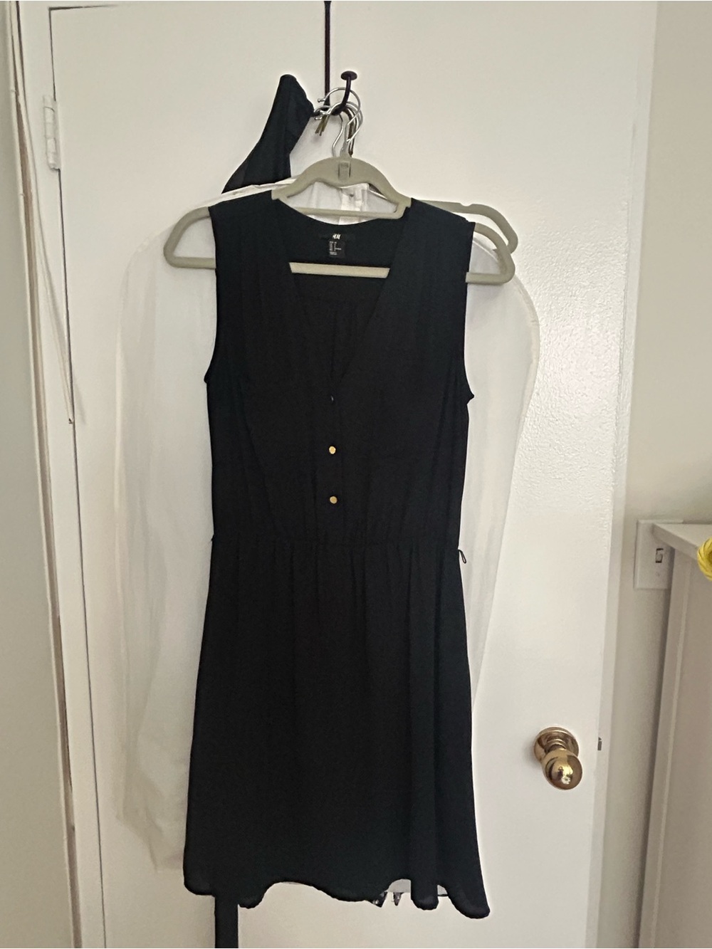 H&M Black Sleeveless Button-Front Mini Dress